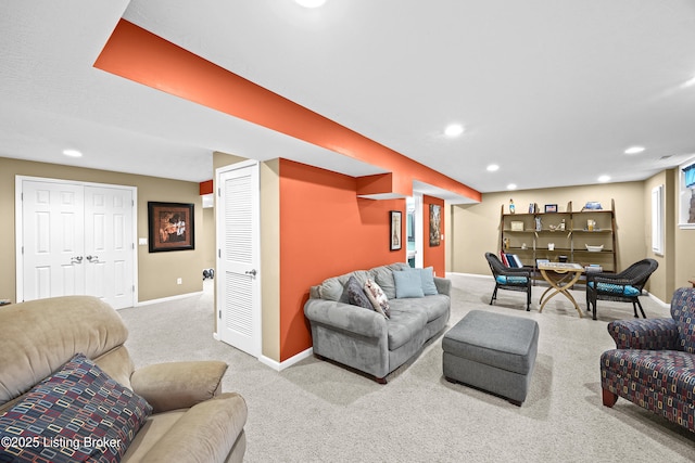 6400 Cedar Branch Ct, Louisville, KY 40291 - carpeted living room with baseboards and recessed lighting