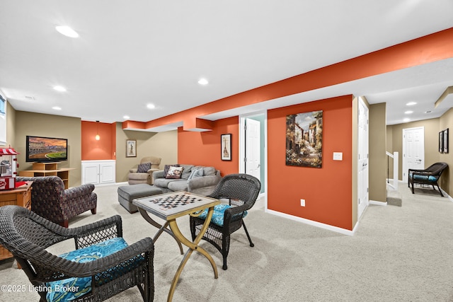 6400 Cedar Branch Ct, Louisville, KY 40291 - living room featuring light carpet and recessed lighting