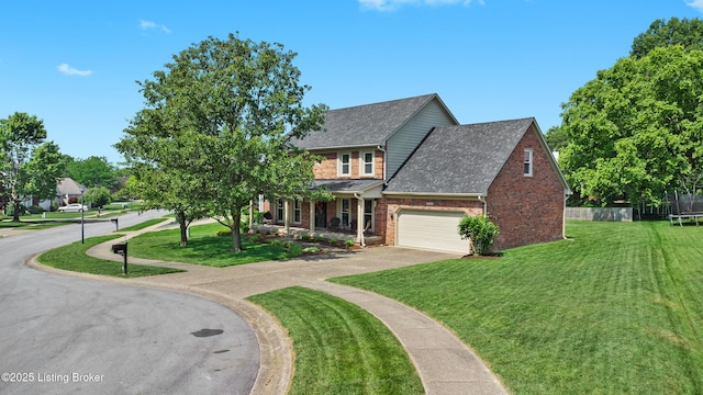 6400 Cedar Branch Ct, Louisville, KY 40291 - view of front of house featuring brick siding, a trampoline, roof with shingles, driveway, and an attached garage