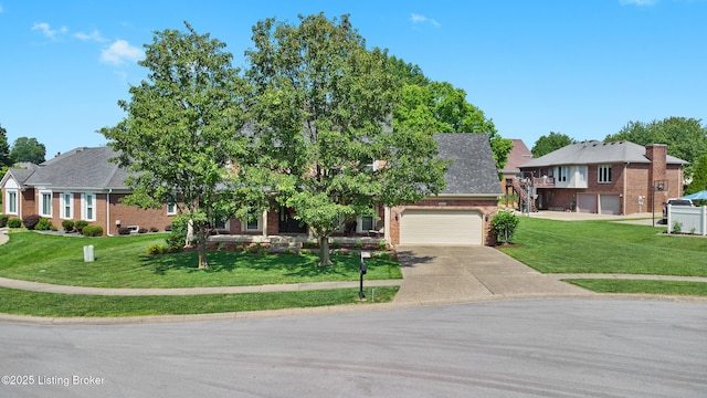 6400 Cedar Branch Ct, Louisville, KY 40291 - view of front of home featuring concrete driveway, brick siding, and a front yard