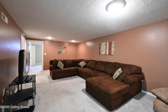 4913 D Lue Ct, Louisville, KY 40216 - living room with a textured ceiling, carpet, and baseboards