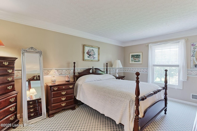 348 Old Stone Dr, Simpsonville, KY 40067 - bedroom with light carpet, crown molding, and a textured ceiling
