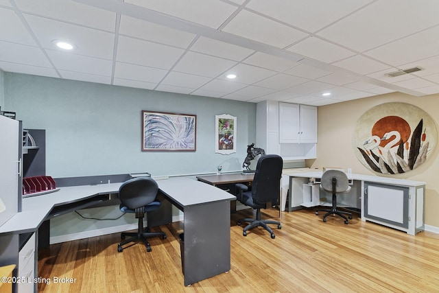 348 Old Stone Dr, Simpsonville, KY 40067 - office space featuring light wood-style flooring, baseboards, a drop ceiling, and recessed lighting