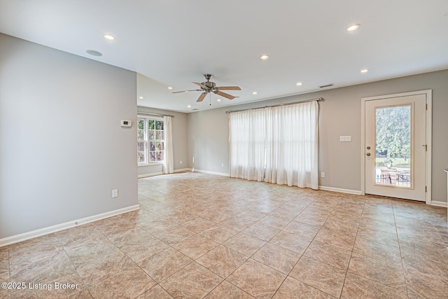 3325 Chenoweth Run Rd, Louisville, KY 40299 - unfurnished room with ceiling fan, recessed lighting, baseboards, and light tile patterned floors