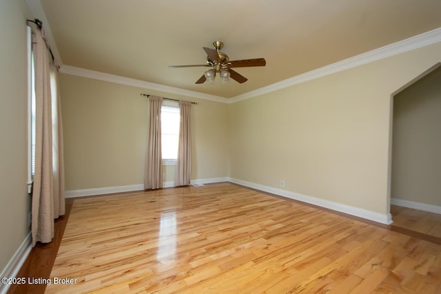 1115 Springview Dr, Louisville, KY 40219 - empty room featuring a ceiling fan, ornamental molding, and light wood-type flooring