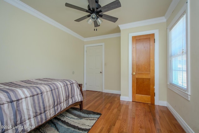 1115 Springview Dr, Louisville, KY 40219 - bedroom with light wood-style flooring, ornamental molding, and ceiling fan