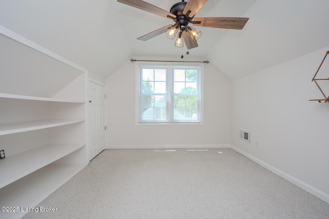 1115 Springview Dr, Louisville, KY 40219 - bonus room featuring lofted ceiling, a ceiling fan, and carpet flooring