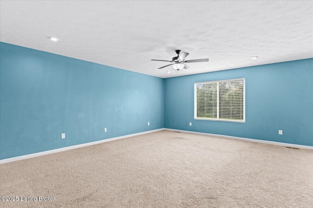 11210 Remembrance Ln, Louisville, KY 40229 - carpeted empty room with a ceiling fan, a textured ceiling, and recessed lighting