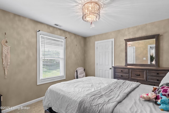 17411 Polo Run Ln, Louisville, KY 40245 - carpeted bedroom featuring baseboards and a chandelier