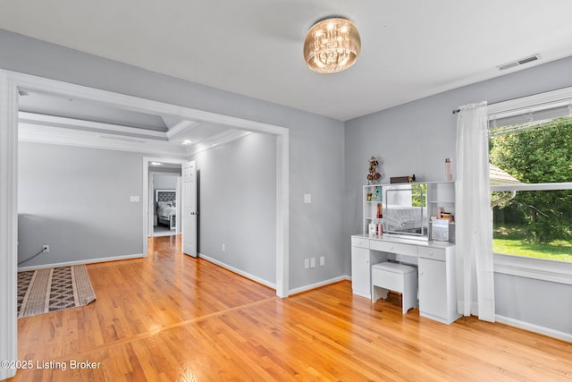 17411 Polo Run Ln, Louisville, KY 40245 - unfurnished office featuring ornamental molding, plenty of natural light, baseboards, and light wood-style floors