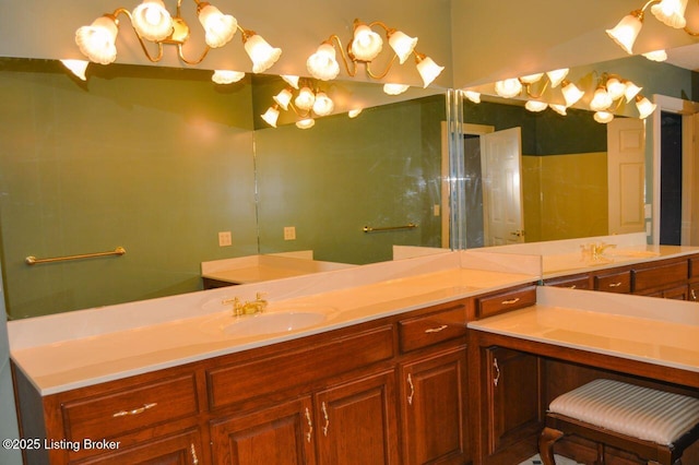 166 Castleton Dr, Bardstown, KY 40004 - full bathroom featuring a chandelier and vanity