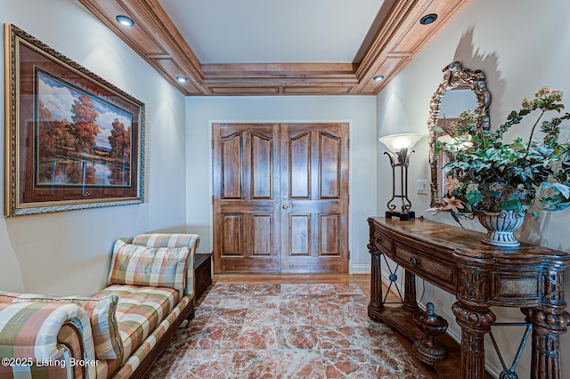 1 Riverpointe Plz Unit 1112, Jeffersonville, IN 47130 - entrance foyer with a tray ceiling and recessed lighting
