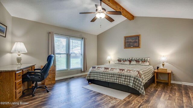 1625 Tina Ct, La Grange, KY 40031 - bedroom with dark wood-type flooring, baseboards, an office area, and ceiling fan