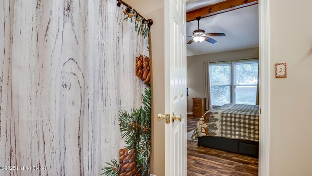 1625 Tina Ct, La Grange, KY 40031 - bathroom featuring wood finished floors and a ceiling fan