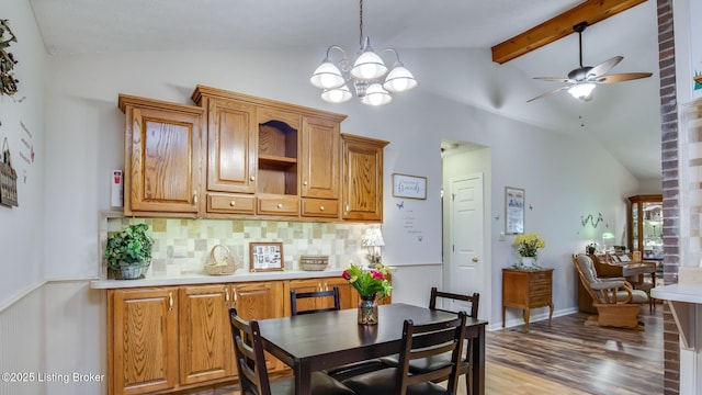 1625 Tina Ct, La Grange, KY 40031 - dining area featuring a ceiling fan, wood finished floors, and a chandelier