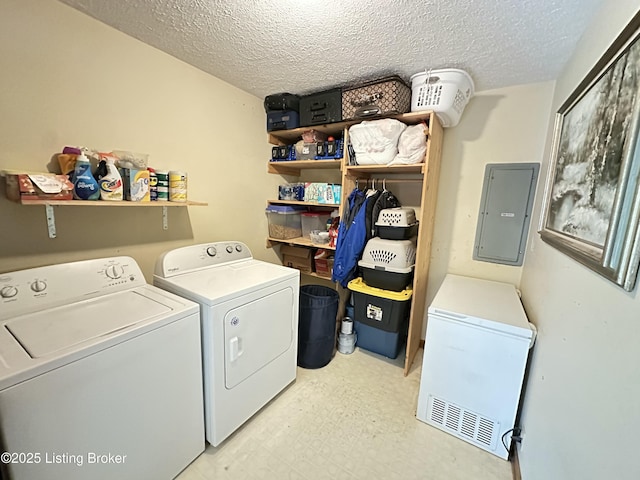186 Lillian Ave, Elizabethtown, KY 42701 - washroom with separate washer and dryer, electric panel, light flooring, and a textured ceiling