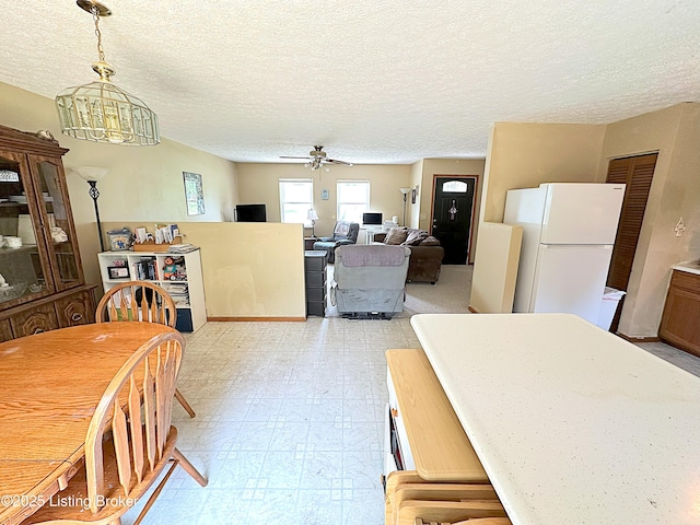 186 Lillian Ave, Elizabethtown, KY 42701 - dining room featuring ceiling fan, a textured ceiling, and light flooring