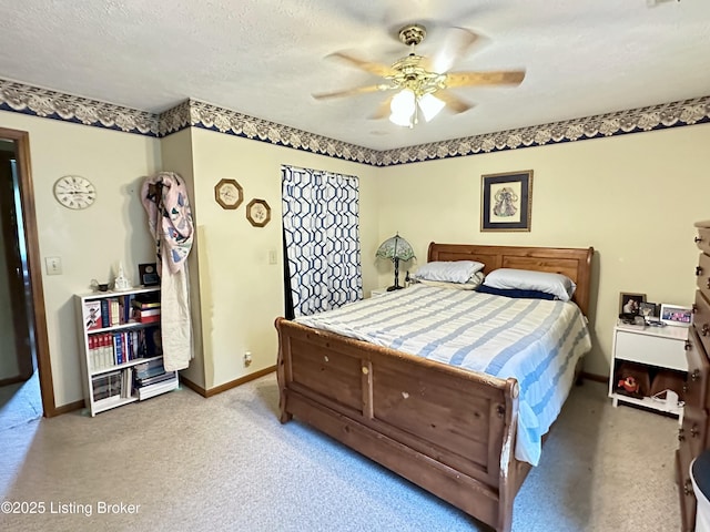 186 Lillian Ave, Elizabethtown, KY 42701 - bedroom with carpet flooring, baseboards, ceiling fan, and a textured ceiling