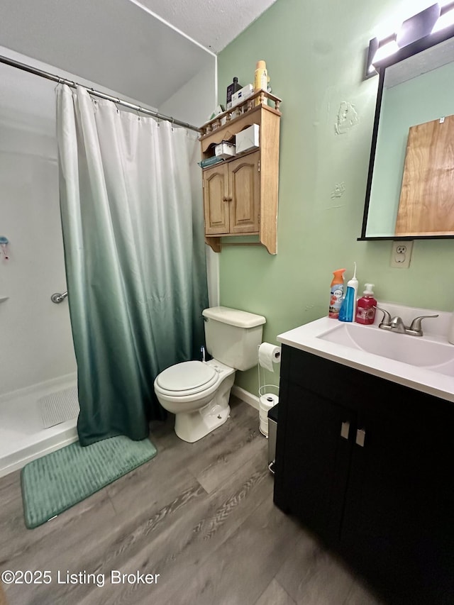 186 Lillian Ave, Elizabethtown, KY 42701 - bathroom featuring toilet, wood finished floors, vanity, and curtained shower