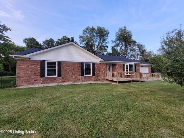 3007 Cline Ct, Carrollton, KY 41008 - view of front facade with brick siding and a wooden deck