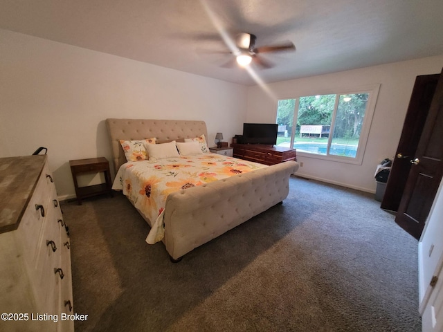 3007 Cline Ct, Carrollton, KY 41008 - bedroom featuring dark colored carpet, baseboards, and a ceiling fan