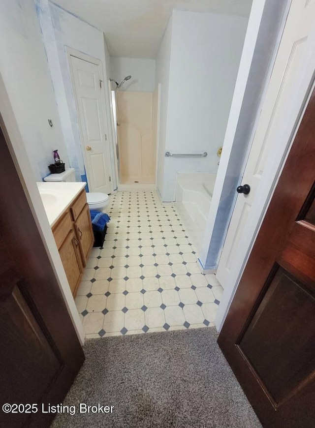 3007 Cline Ct, Carrollton, KY 41008 - full bathroom featuring tile patterned floors, a shower, vanity, a bath, and toilet