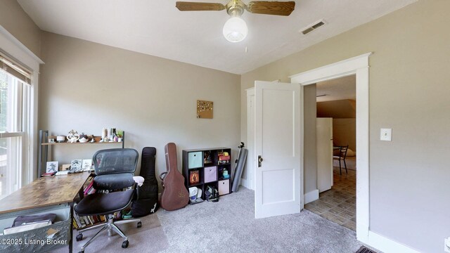1344 S Brook St, Louisville, KY 40208 - carpeted office featuring ceiling fan and baseboards