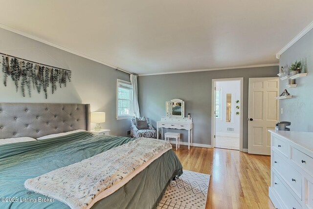 1007 Girard Dr, Louisville, KY 40222 - bedroom featuring light wood finished floors, crown molding, and baseboards
