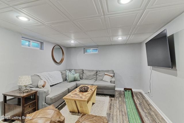1007 Girard Dr, Louisville, KY 40222 - living room featuring wood finished floors, recessed lighting, and baseboards