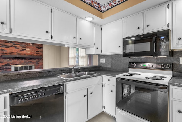 7509 Appletree Way, Louisville, KY 40228 - kitchen featuring black appliances, dark countertops, and white cabinets