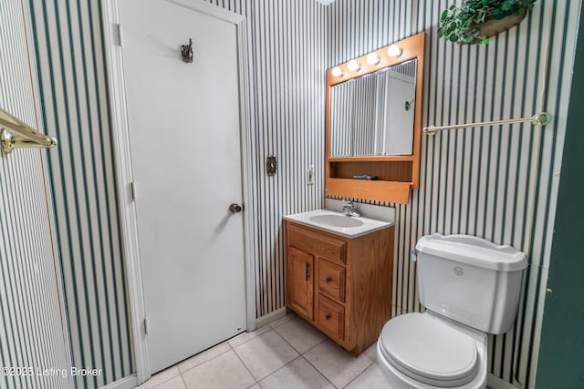 7509 Appletree Way, Louisville, KY 40228 - bathroom with wallpapered walls, vanity, and tile patterned floors