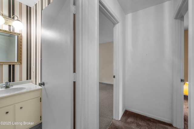7509 Appletree Way, Louisville, KY 40228 - bathroom featuring vanity and wallpapered walls