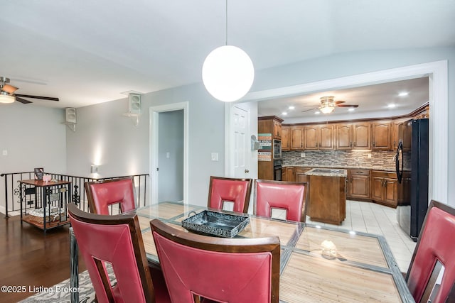 2508 Windsor Forest Dr, Louisville, KY 40272 - dining space with a ceiling fan, light wood-type flooring, and recessed lighting