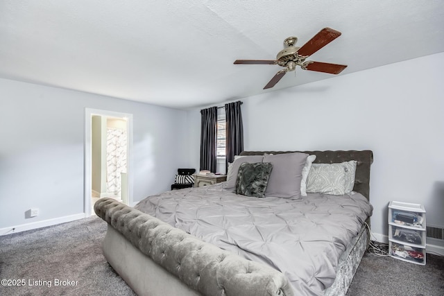 2508 Windsor Forest Dr, Louisville, KY 40272 - bedroom featuring carpet, baseboards, connected bathroom, and a ceiling fan
