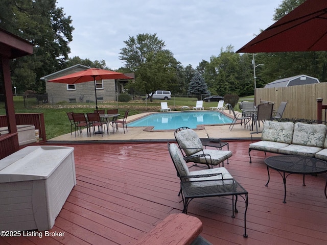 2508 Windsor Forest Dr, Louisville, KY 40272 - view of pool featuring outdoor dining area, a wooden deck, and an outdoor living space