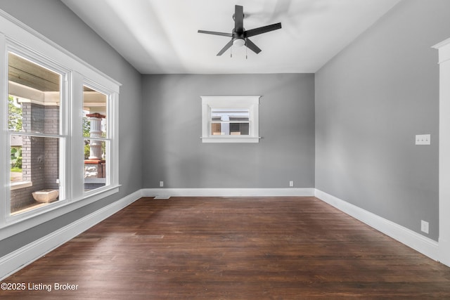 4015 S 5th St, Louisville, KY 40214 - empty room featuring a ceiling fan, wood finished floors, and baseboards