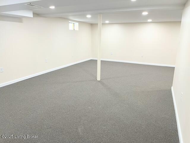 7402 Nottoway Cir, Louisville, KY 40214 - basement with recessed lighting and carpet