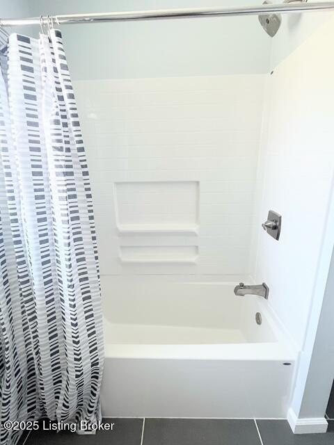 7402 Nottoway Cir, Louisville, KY 40214 - bathroom featuring tile patterned flooring and shower / bath combination with curtain