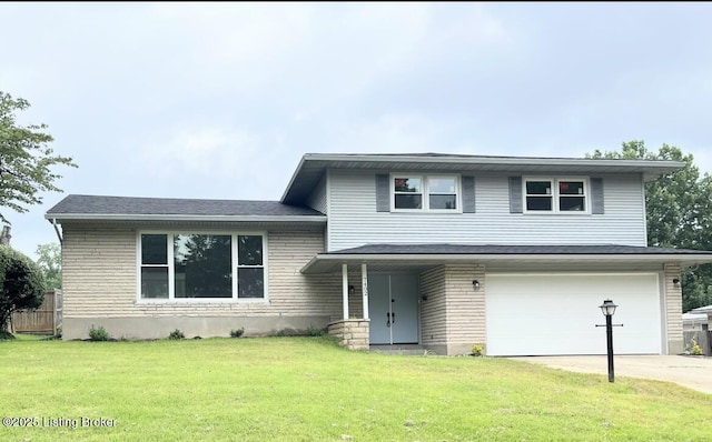 7402 Nottoway Cir, Louisville, KY 40214 - split level home featuring a garage, driveway, and brick siding
