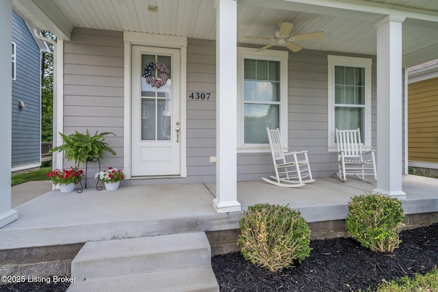 4307 Ginkgo Trl, Louisville, KY 40245 - view of exterior entry featuring covered porch and ceiling fan