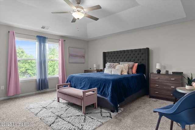 1105 Johnson Ridge Rd, Louisville, KY 40245 - carpeted bedroom featuring ceiling fan, a tray ceiling, and baseboards