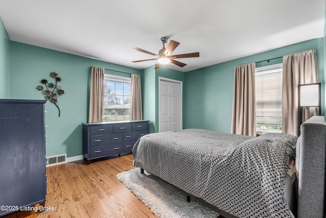 7007 Graymoor Rd, Louisville, KY 40222 - bedroom featuring light wood-type flooring, multiple windows, a closet, and baseboards