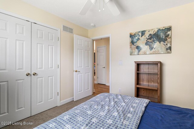 1421 W Elm Rd, Radcliff, KY 40160 - carpeted bedroom with a closet, baseboards, and a ceiling fan