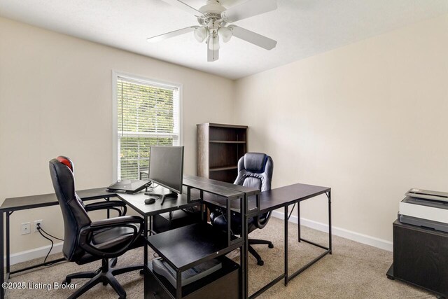 1421 W Elm Rd, Radcliff, KY 40160 - office featuring carpet floors, ceiling fan, and baseboards