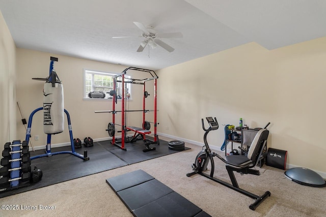1421 W Elm Rd, Radcliff, KY 40160 - exercise area with a ceiling fan and baseboards