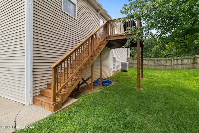 1421 W Elm Rd, Radcliff, KY 40160 - view of side of home with stairs, central air condition unit, and a deck