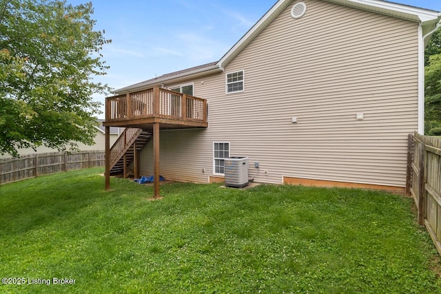 1421 W Elm Rd, Radcliff, KY 40160 - rear view of property with stairs, a deck, and central AC unit