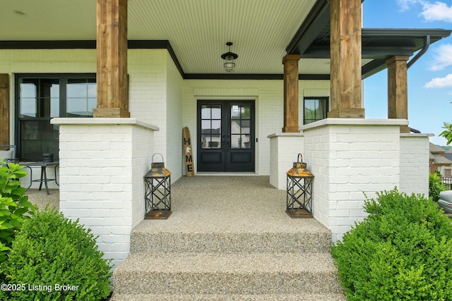 7811 Ingram Way, Crestwood, KY 40014 - doorway to property with a porch, french doors, and brick siding
