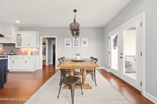 7811 Ingram Way, Crestwood, KY 40014 - dining room featuring dark wood-style flooring, french doors, baseboards, and recessed lighting