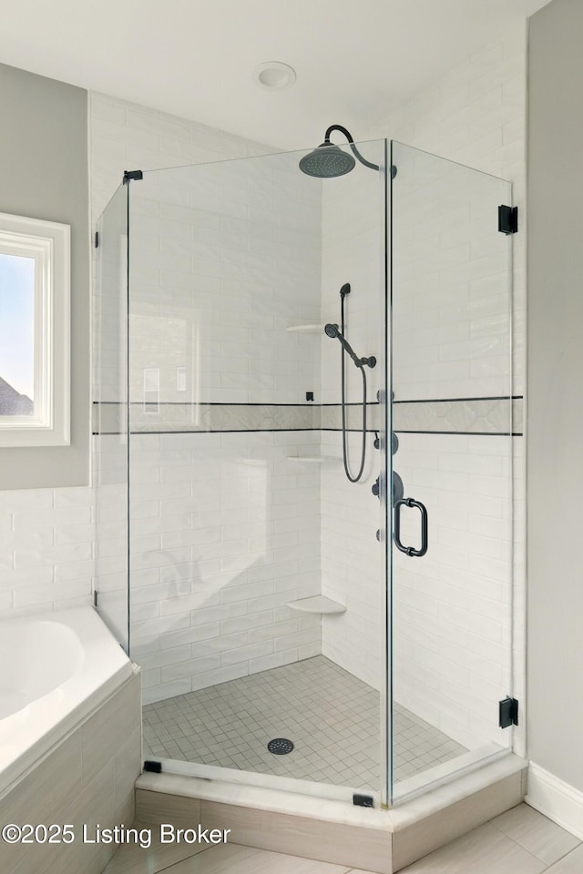 7811 Ingram Way, Crestwood, KY 40014 - full bath with a shower stall, a bath, baseboards, and tile patterned floors